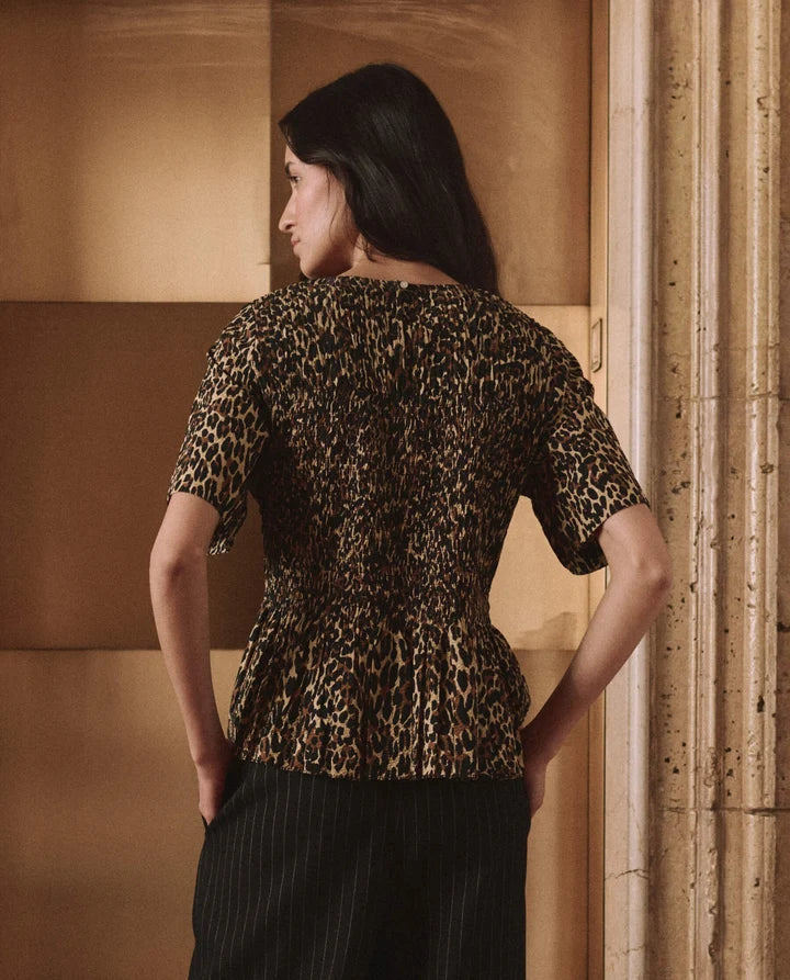 The Great Leopard Print Smocked Top