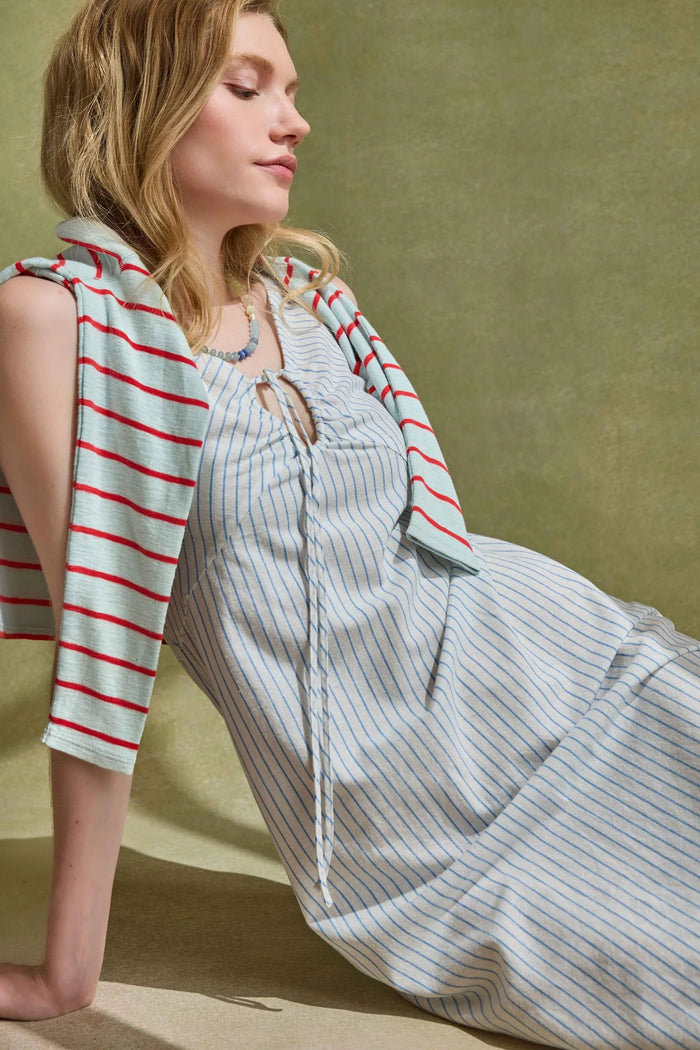 Lilla P Striped Keyhole Midi Dress