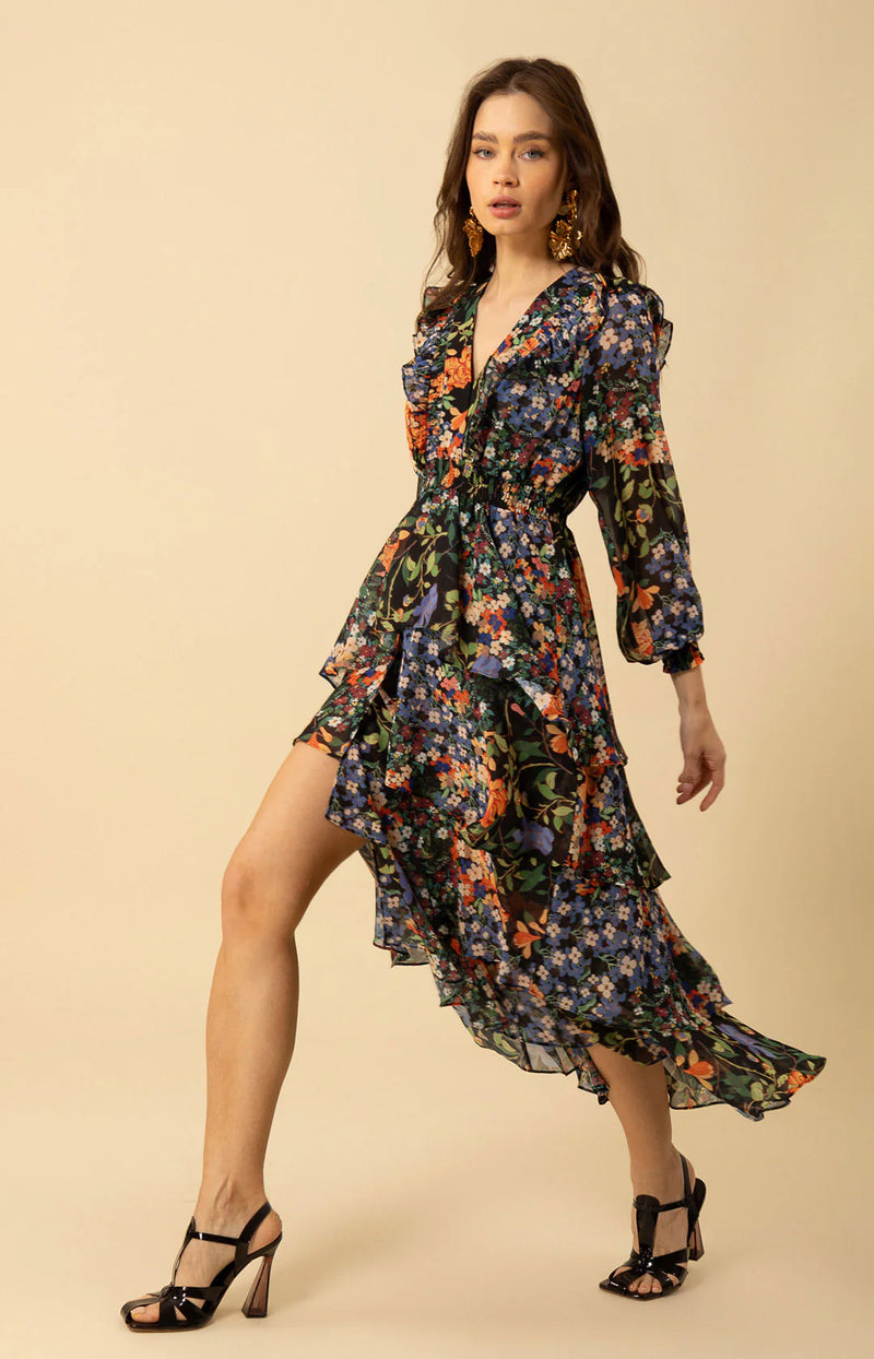 Hale Bob Astrid Floral Print Tiered Dress