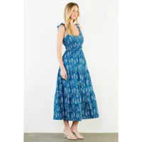 THML Fish Print Tiered Maxi Dress