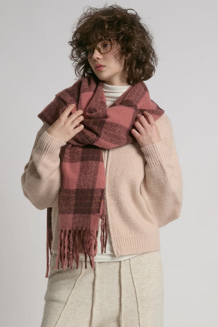 Look by M Rosewood Check Scarf