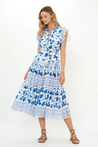 Oliphant Cinched Flirty Midi Marion Blue
