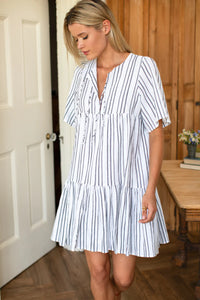 Emerson Fry Isla Textured Striped Short Dress