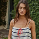Cream Navy Stripe