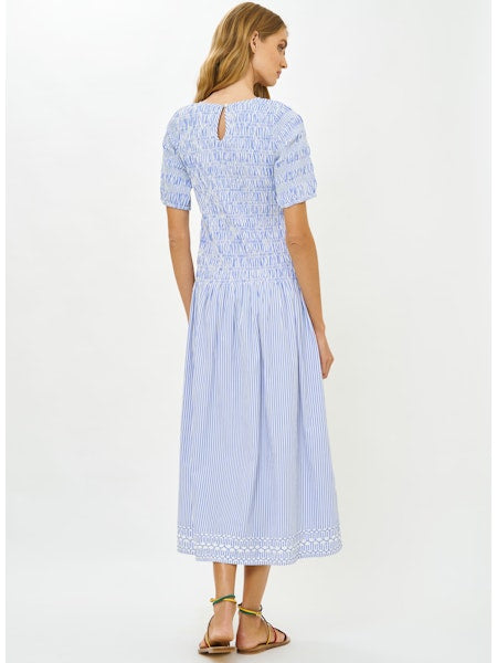 Oliphant Striped Smocked Drop Waist Maxi Dress