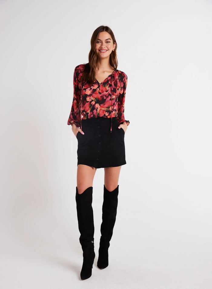 Bella Dahl Shirred Raglan Floral Print Blouse-Final Clearance