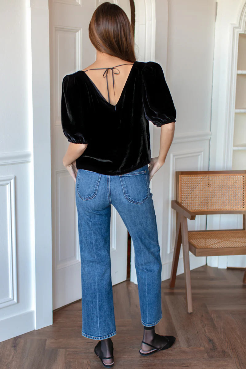 Emerson Fry Silk Velvet V-Neck Blouse