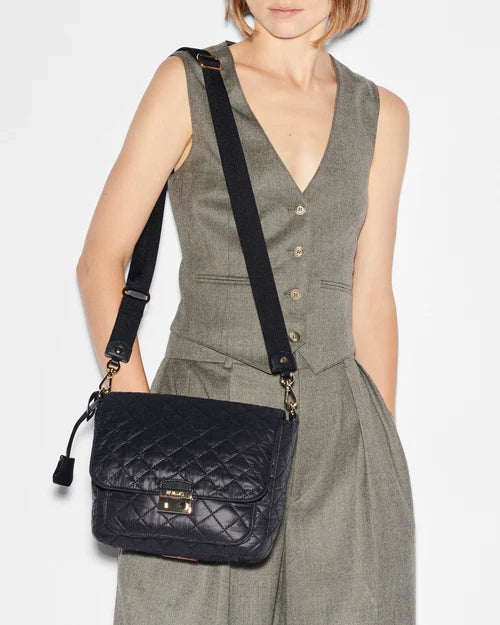 MZ Wallace Lock Medium Crossbody Black