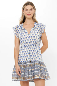Oliphant Cinched Flirty Short Dress Lotus Navy