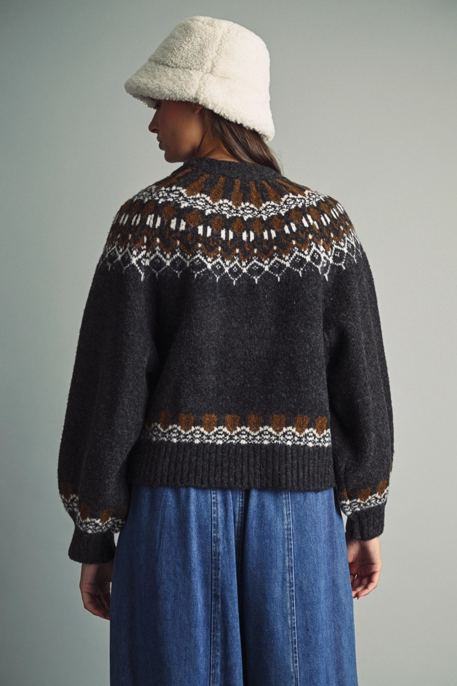 Miou Muse Nordic Fair Isle Jacquard Sweater