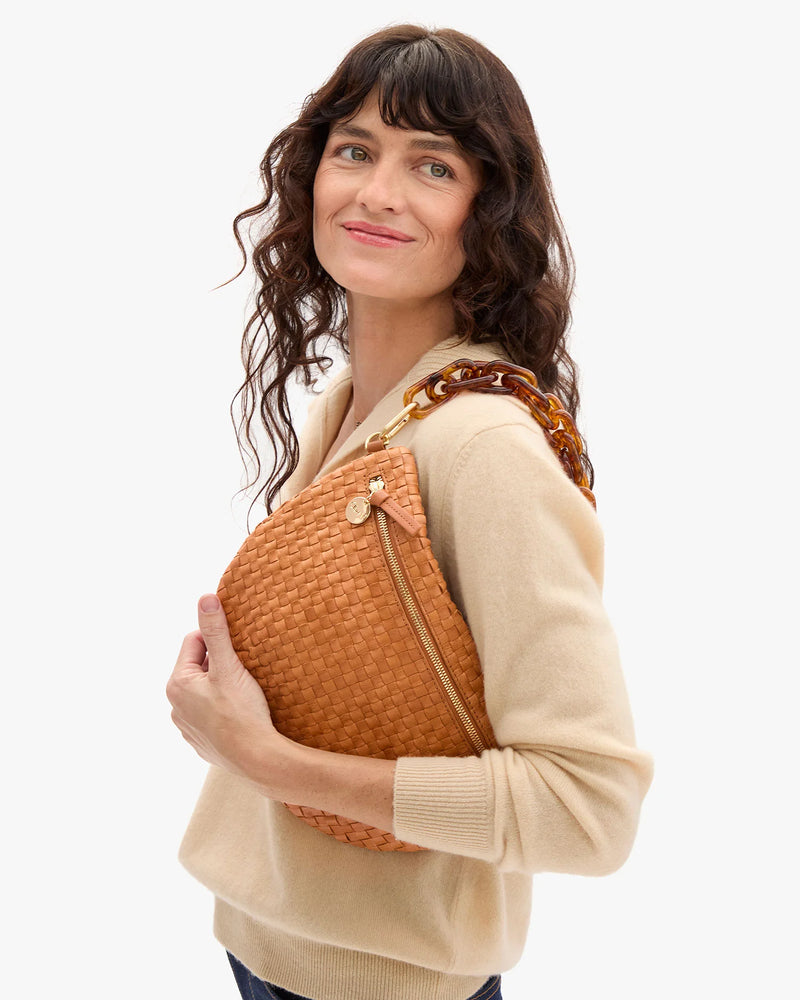 Clare V Grande Fanny Natural Woven Checker Bag