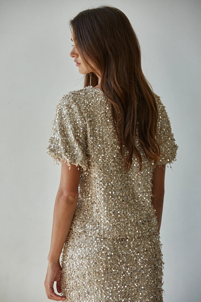 By Together Sequin Round Neck Top
