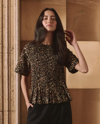 The Great Leopard Print Smocked Top