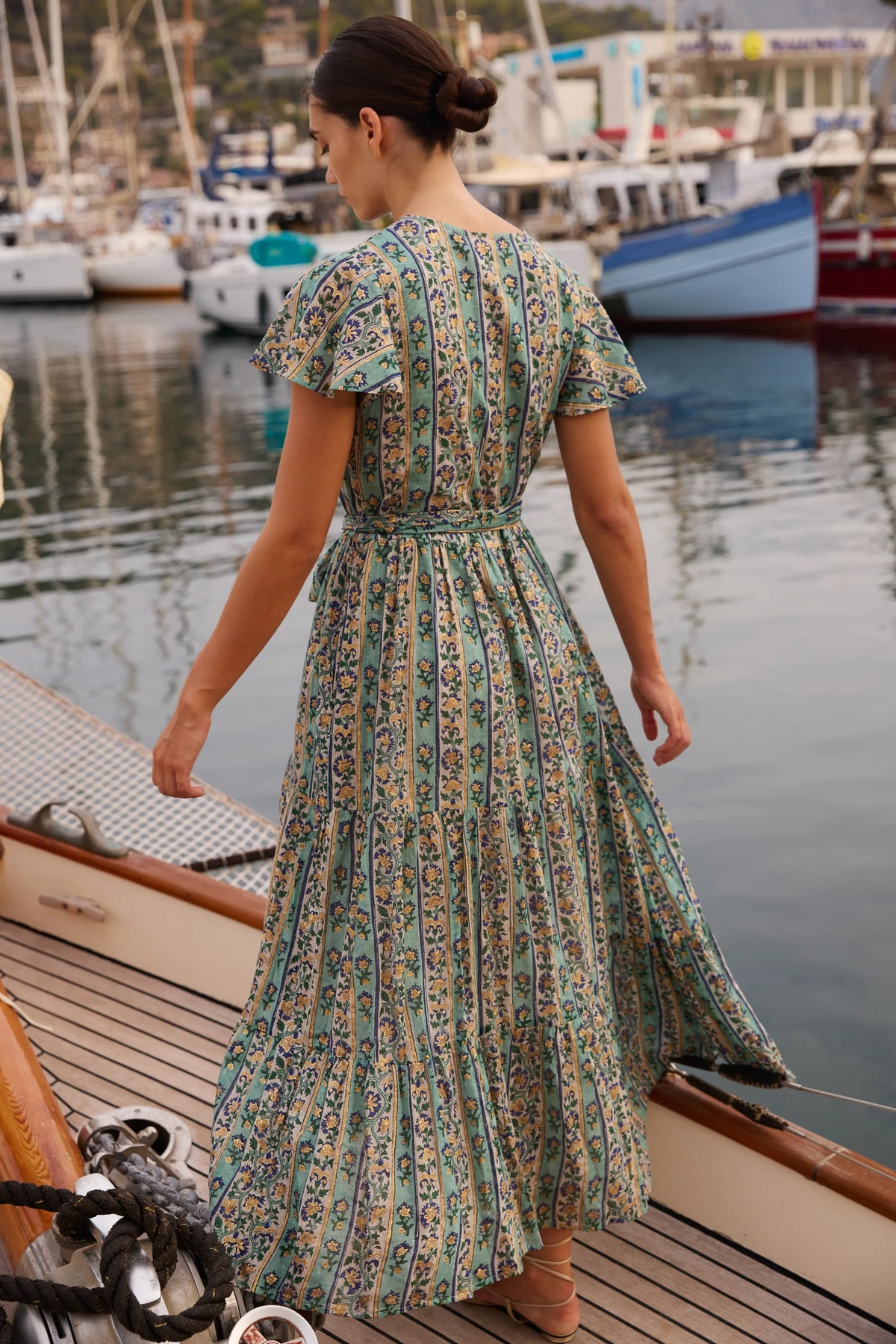 Oliphant V-Neck Maxi Dress Taj Aqua