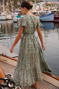 Oliphant V-Neck Maxi Dress Taj Aqua