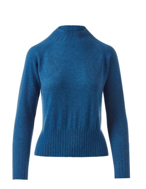 Kinross Hi Low Rib Trim Funnel Neck Sweater