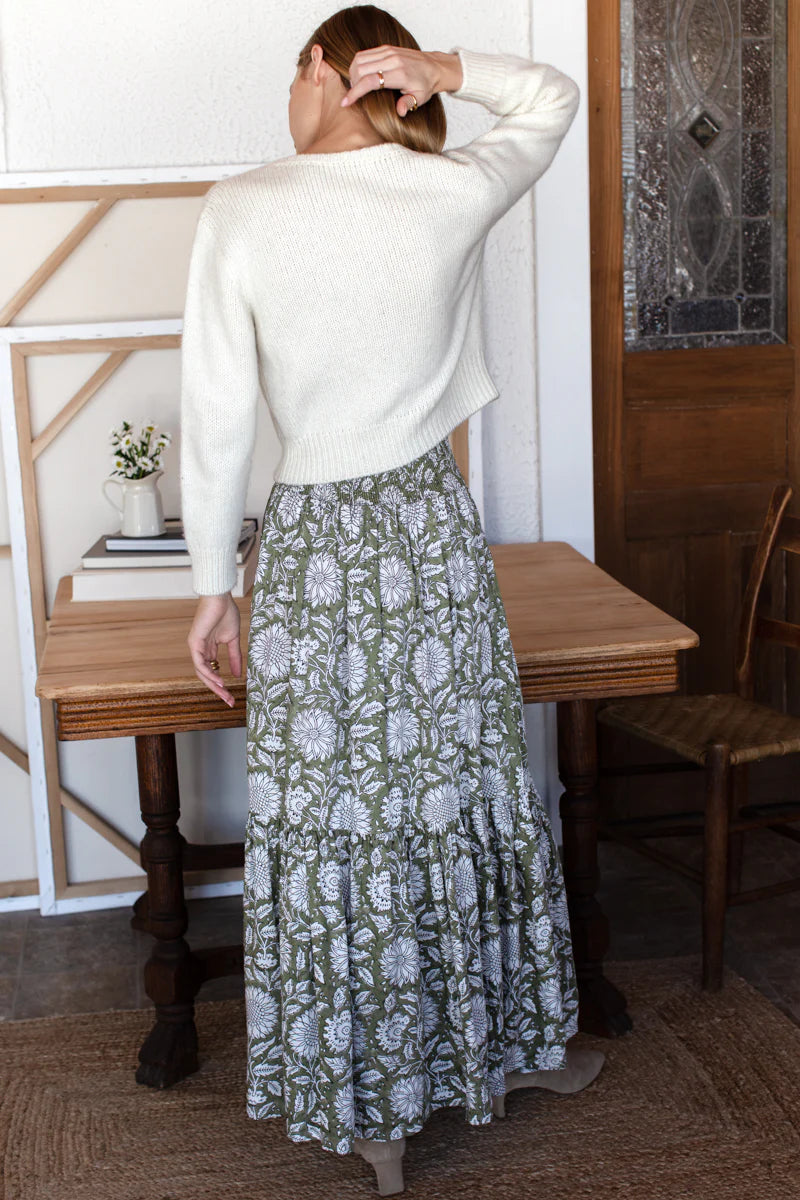 Emerson Fry Shirred Arles Gothic Print Skirt