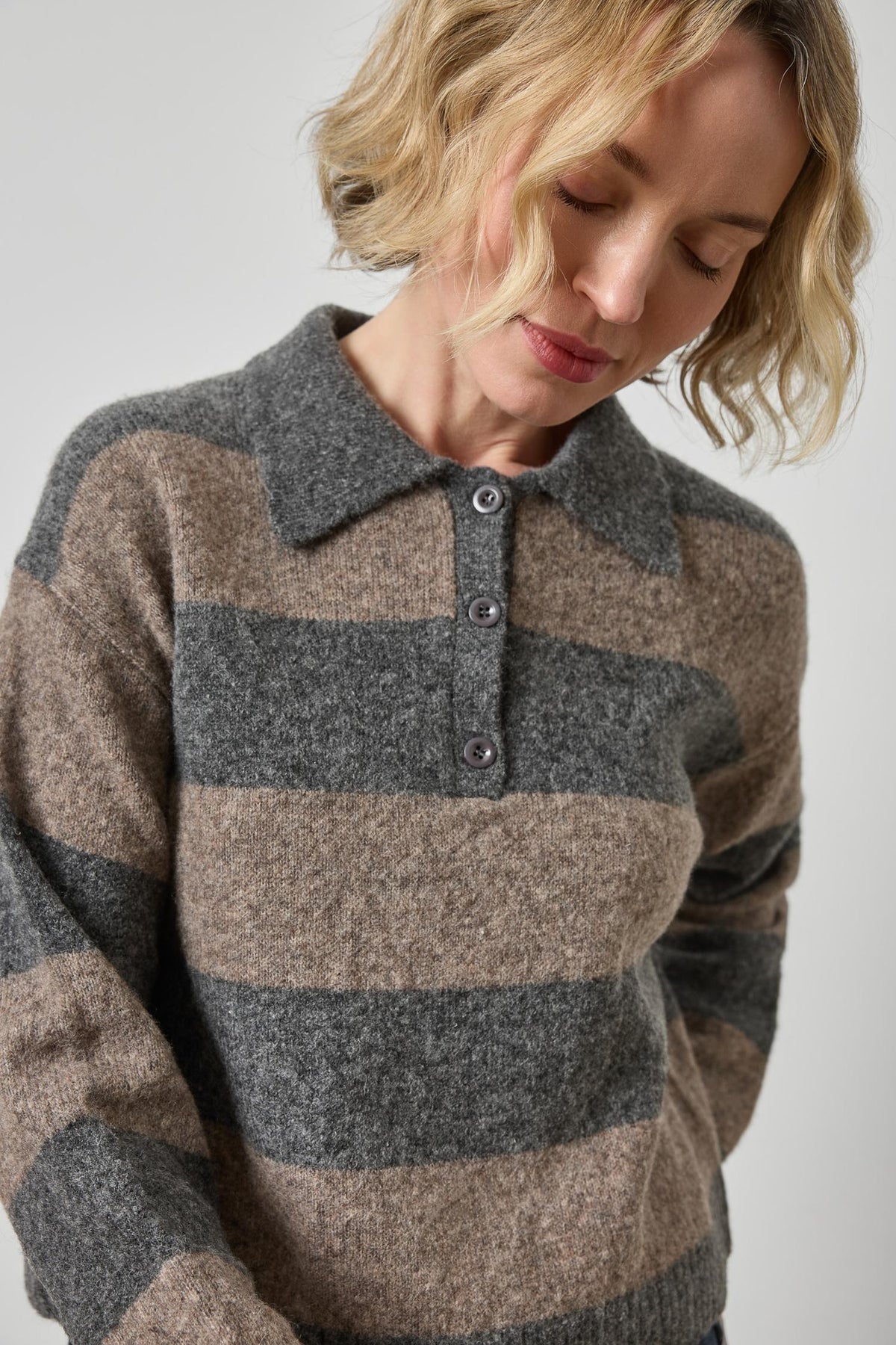 Lilla P Striped Polo Sweater