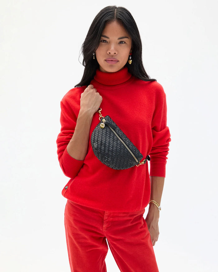 Clare V Petite Fanny Woven Zig Zag Bag