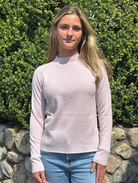 Kinross Hi Low Rib Trim Funnel Neck Sweater