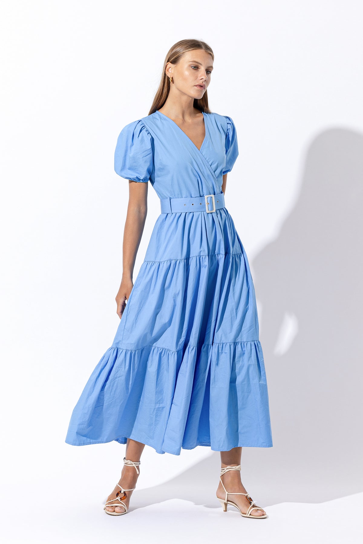 Lusana Remi Belted Poplin Maxi Dress