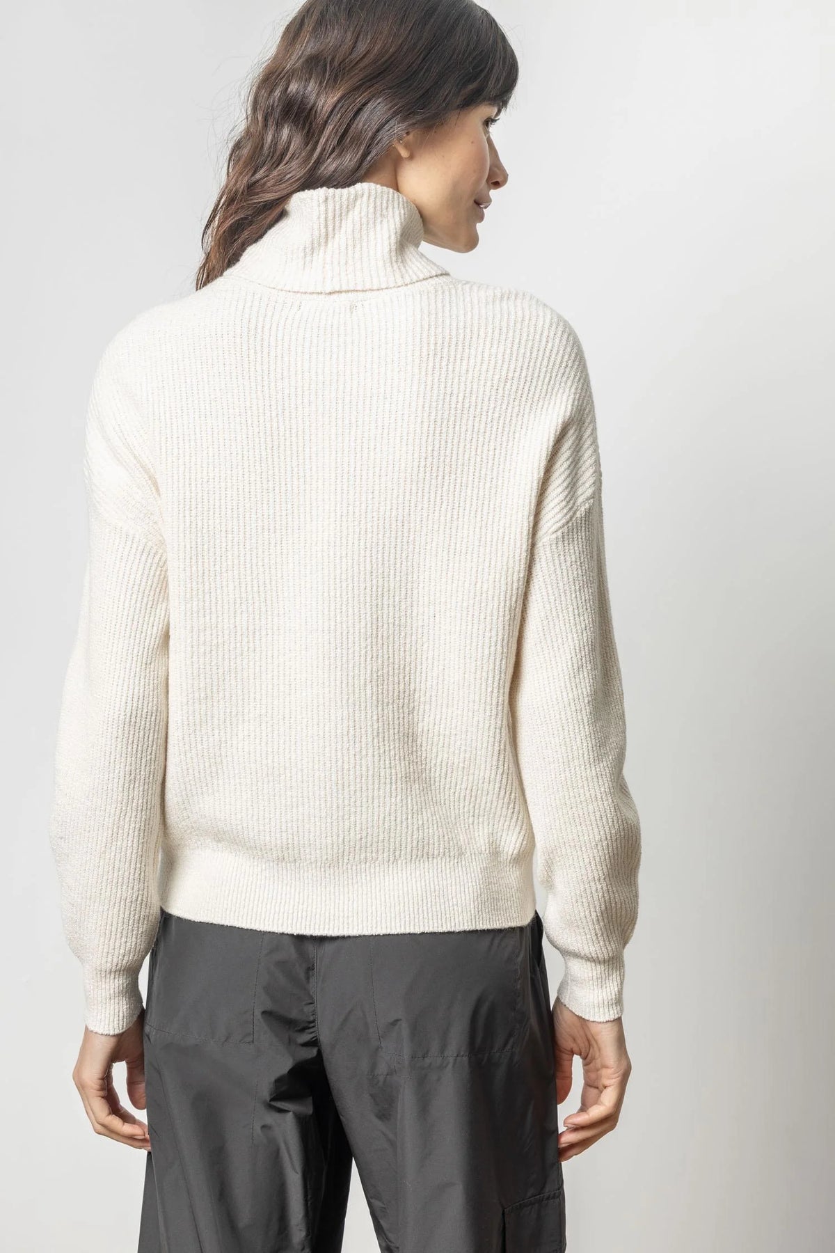 Lilla P Relaxed Rib Turtleneck Sweater