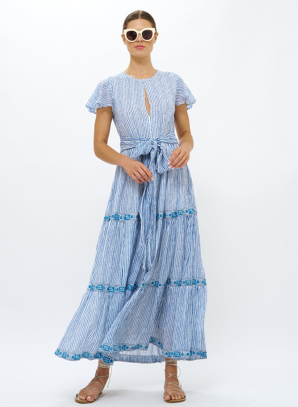 Oliphant Sorrentino Blue Stripe Maxi Dress