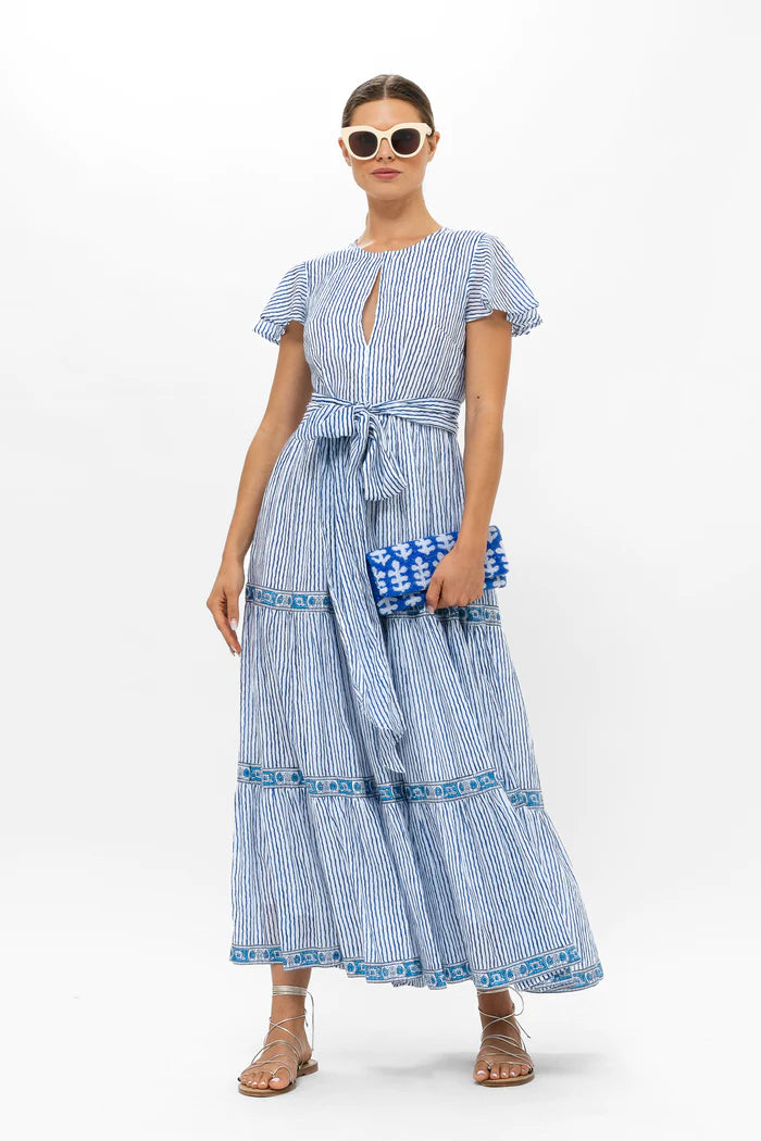 Oliphant Sorrentino Blue Stripe Maxi Dress