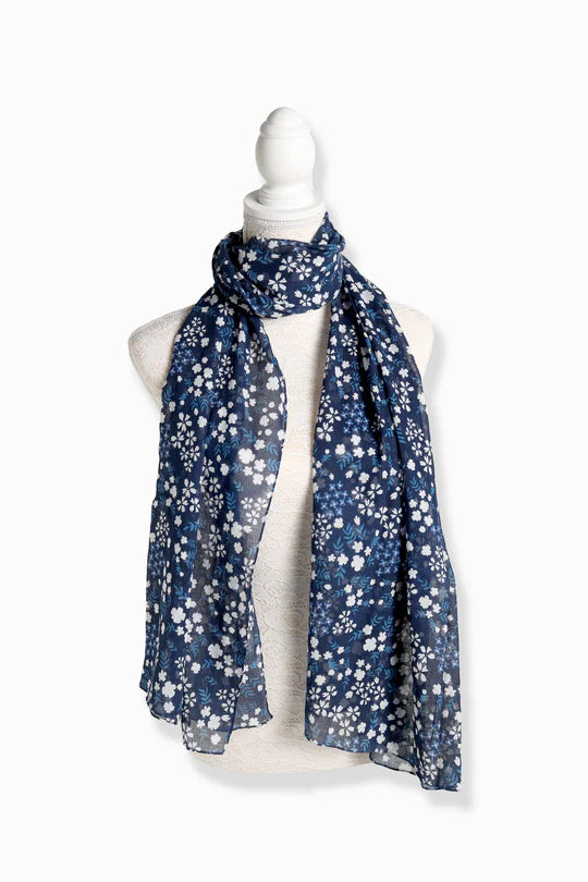 Look by M Blue Sakura Long Scarf