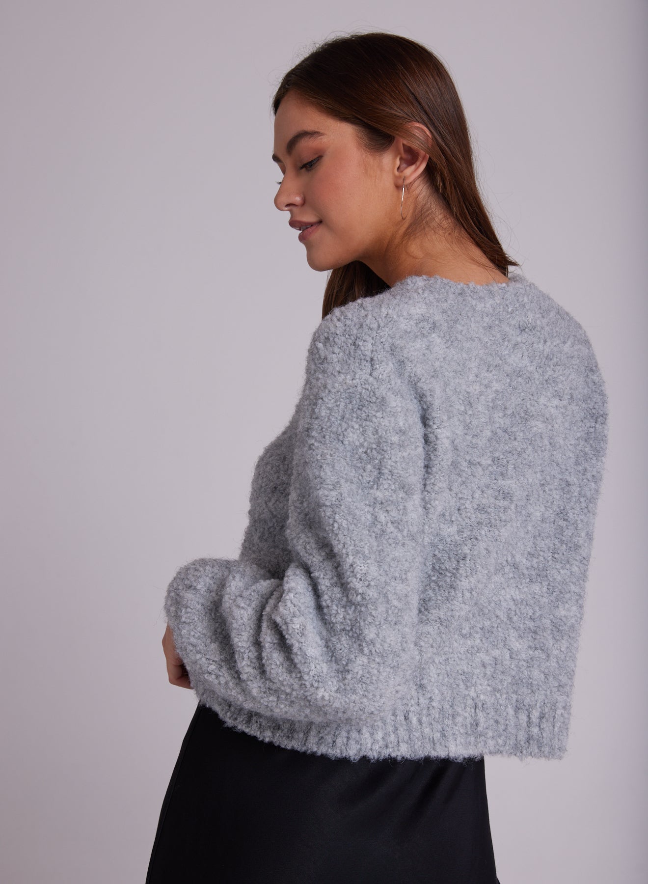 Bella Dahl Boucle Cropped Crew Sweater