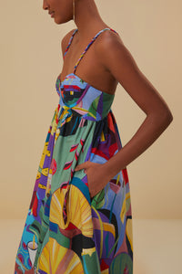 Farm Rio Tropical Scenario Sleeveless Maxi Dress