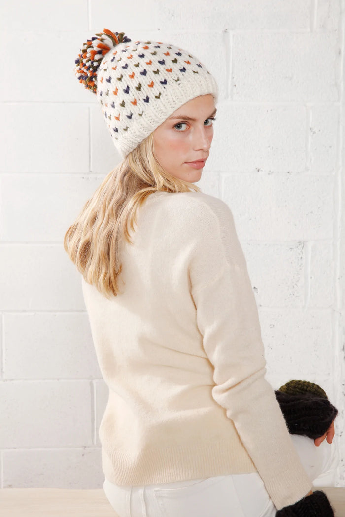 Look by M Mini Heart PomPom Hat