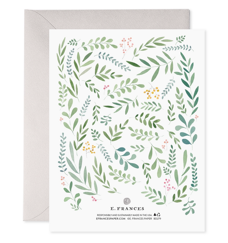 E.Frances Pretty Leaves Floral Birthday Card