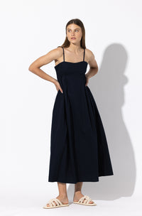 Lusana Empire Poplin Midi Dress