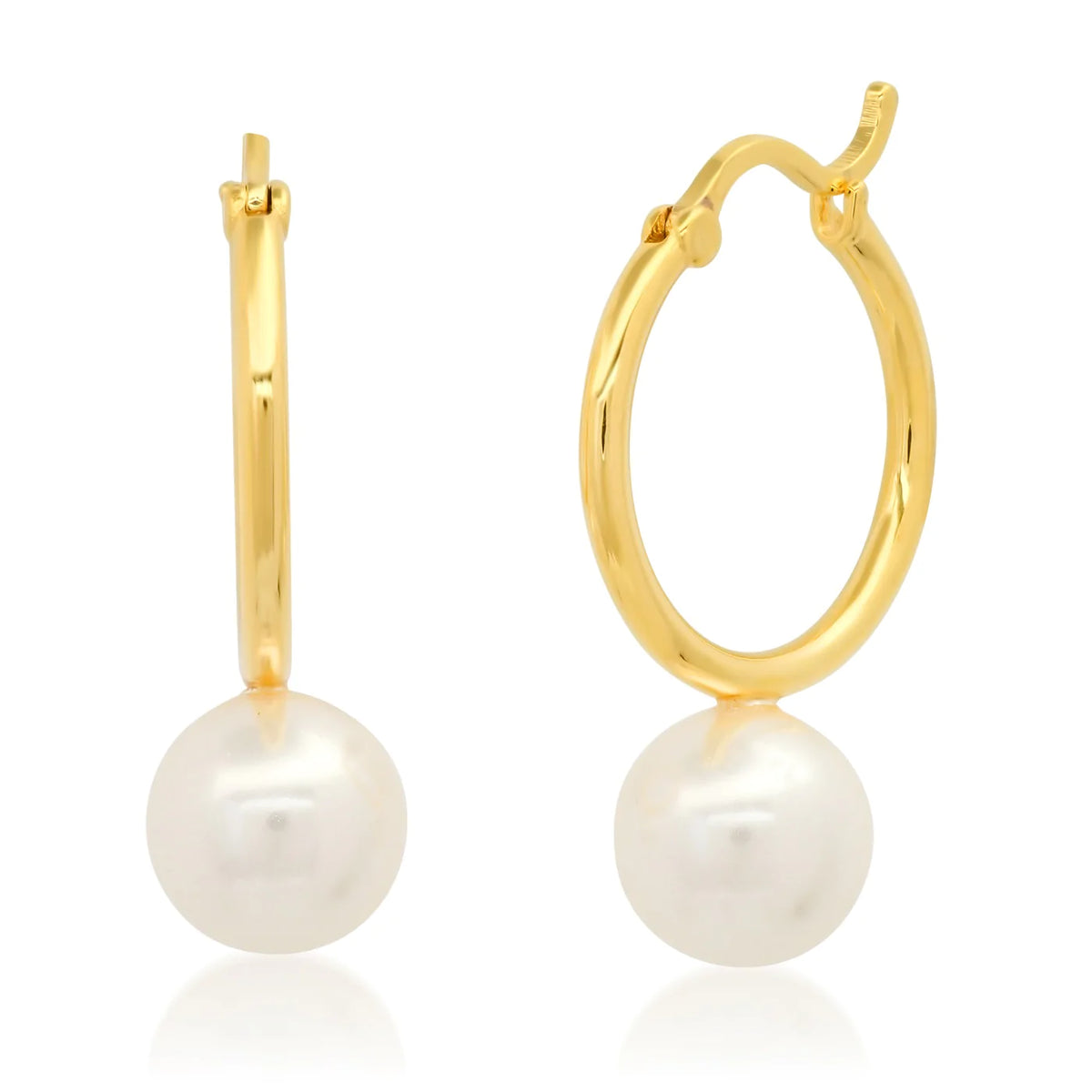 Tai Gold Huggie with Pearl Drop Earrings