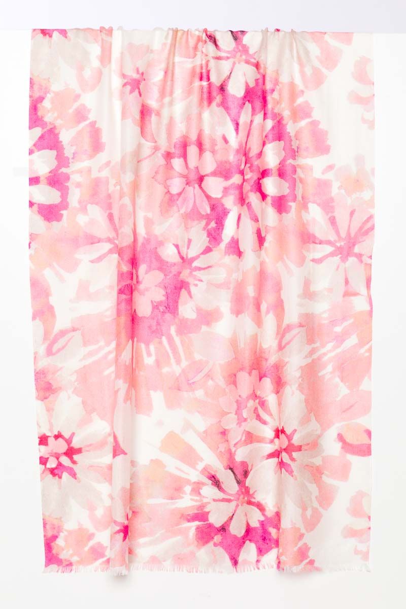 Kinross Watercolor Floral Print Scarf