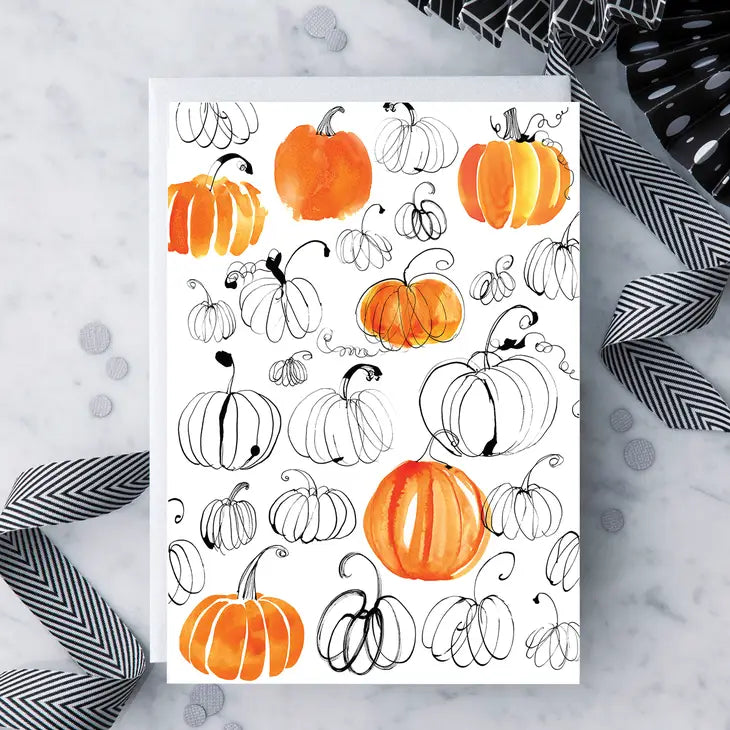 Design with Heart Watercolor Pumpkins Greeting Card