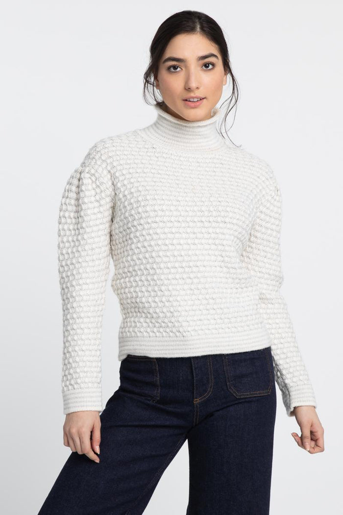 Kinross Cashmere Lurex Textured Funnel Neck Sweater