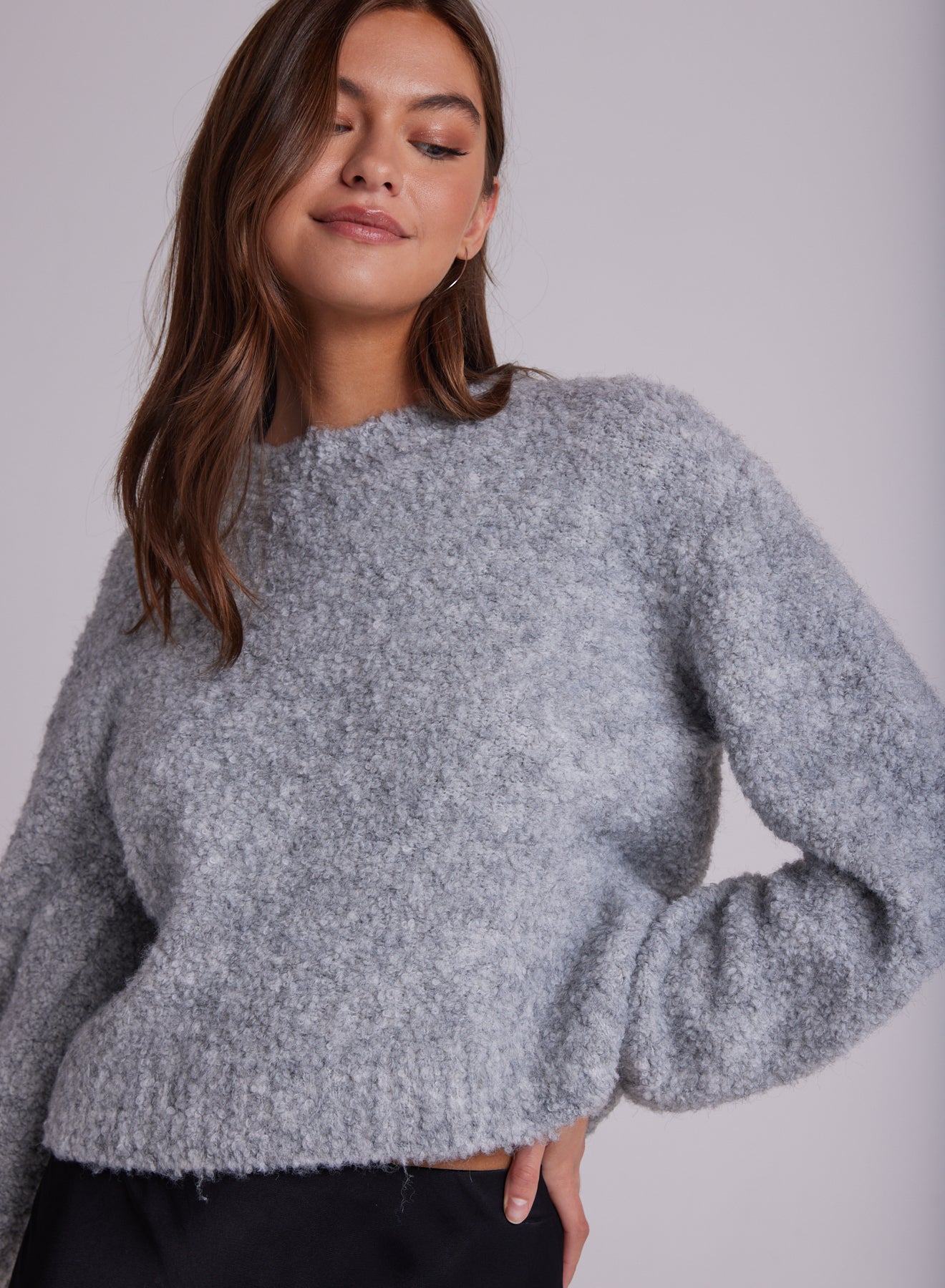 Bella Dahl Boucle Cropped Crew Sweater