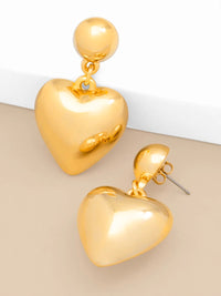 RHO Jewelry Puffed Heart Drop Earring