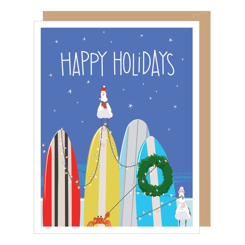Holiday Surfboards on Beach Christmas Card Box