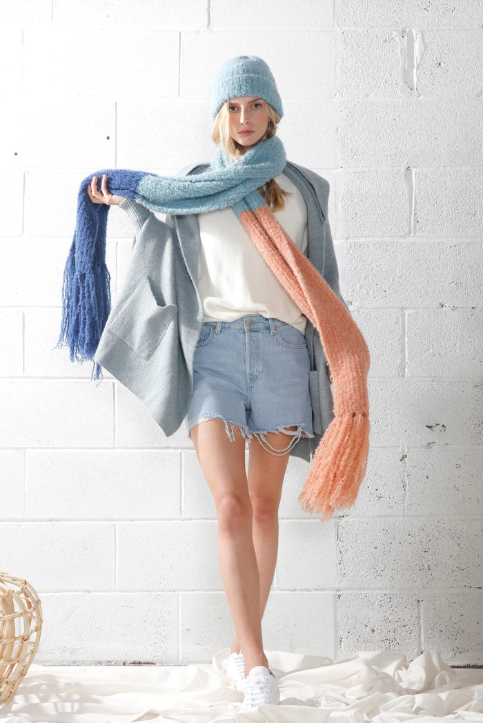 Look by M Fuzzy Colorblock Scarf