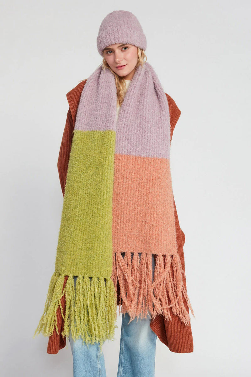 Look by M Fuzzy Colorblock Scarf