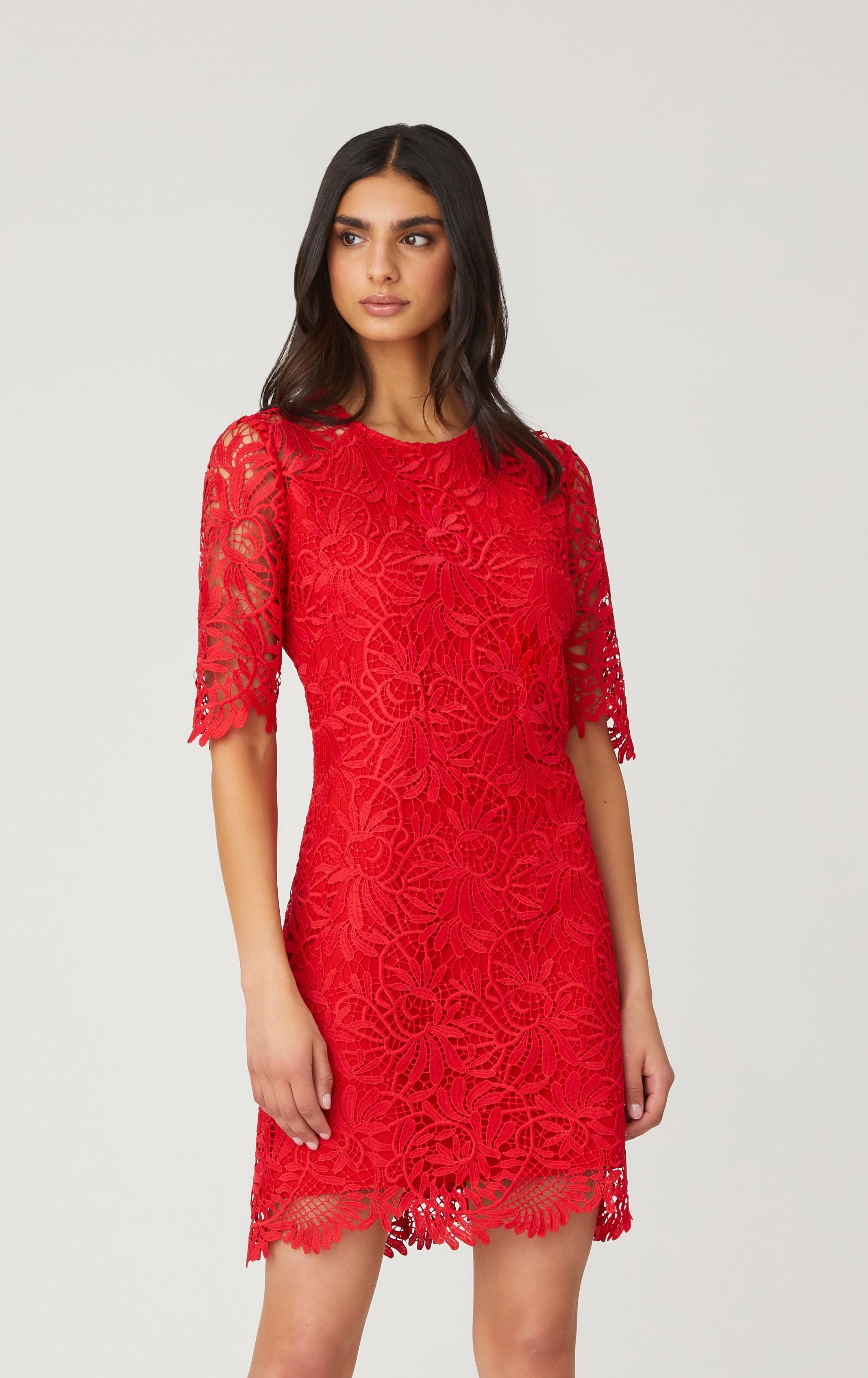 Shoshanna red lace clearance dress