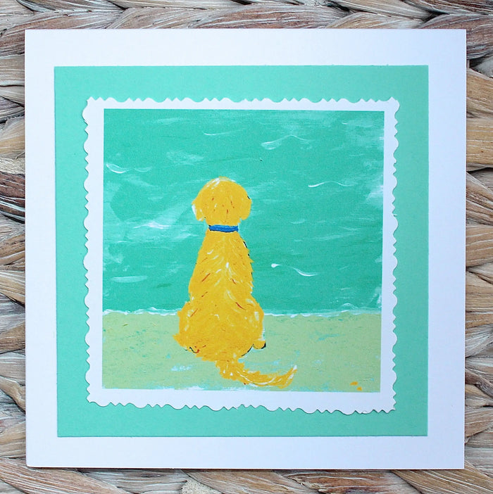 Lemondaisy Beach Dog Hand Cut Notecard