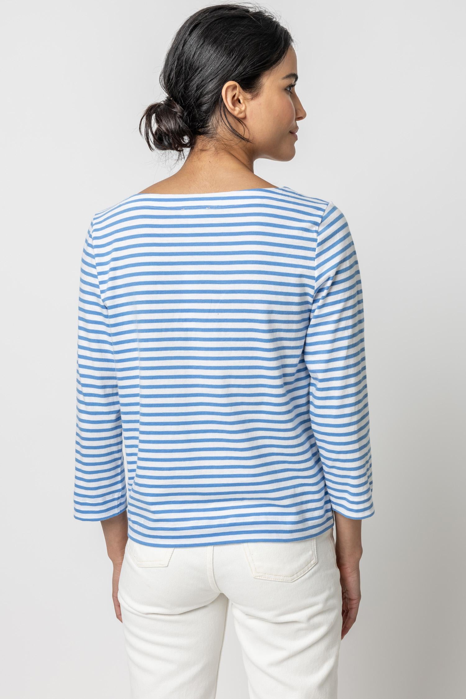 Lilla P Striped 3/4 Sleeve Boatneck