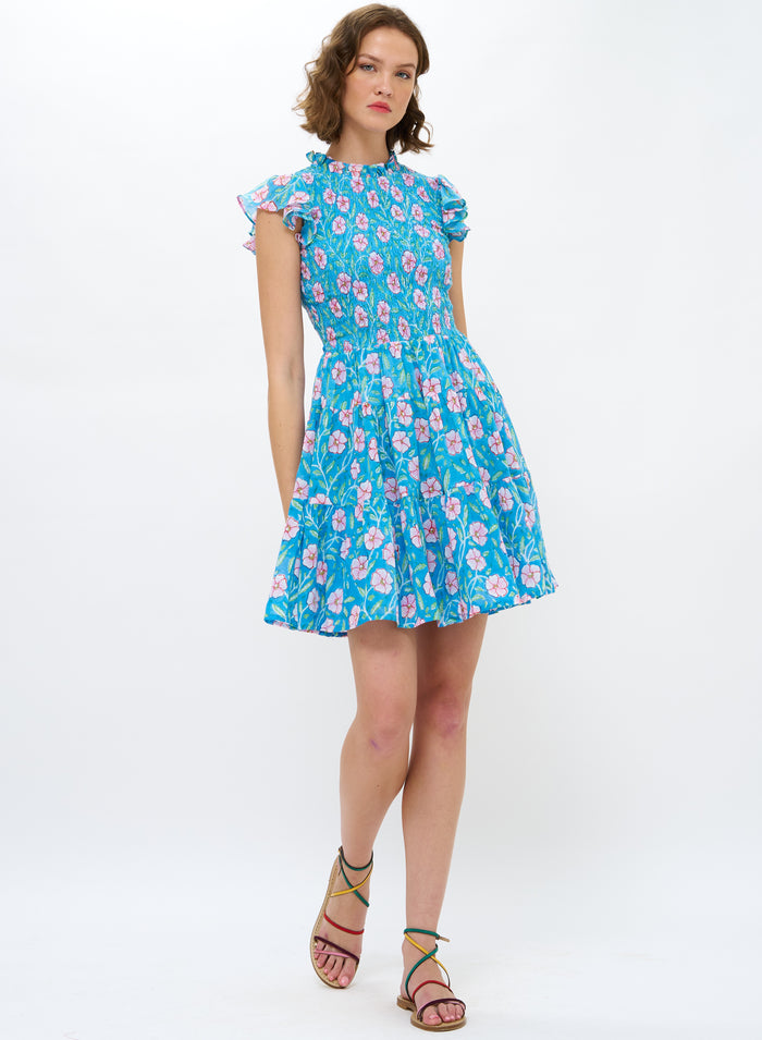 Oliphant Smocked Flirty Mini Dress