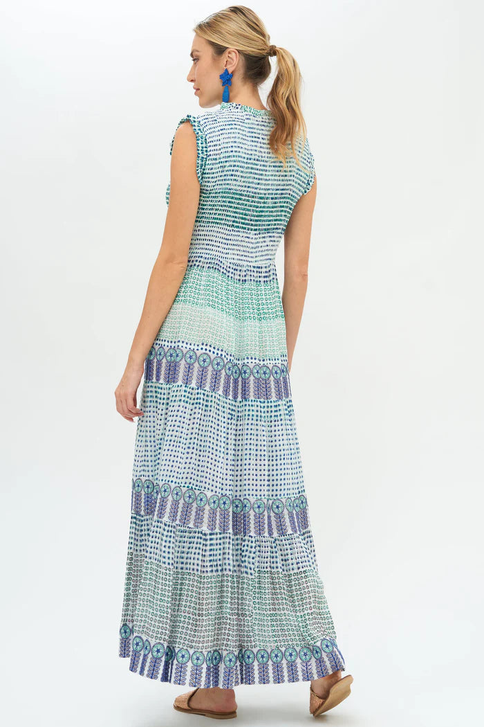 Oliphant Strappy Floral Medallion Maxi Dress