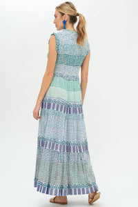 Oliphant Strappy Floral Medallion Maxi Dress