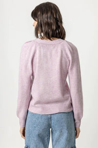 Lilla P Wide Trim V-Neck Sweater